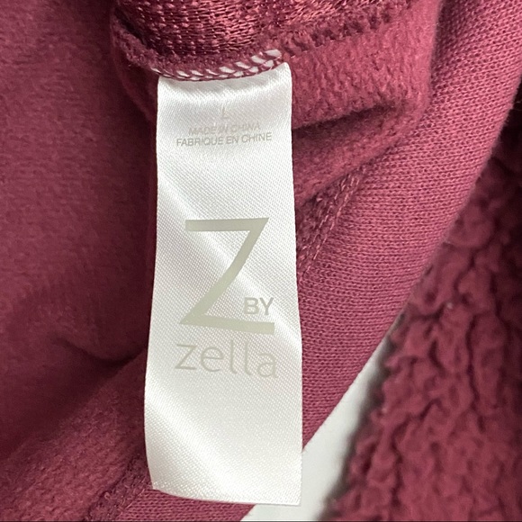 NEW Z By Zella Nordstrom Free Style Faux Shearling Pullover Sweatshirt Burgundy - Picture 10 of 11